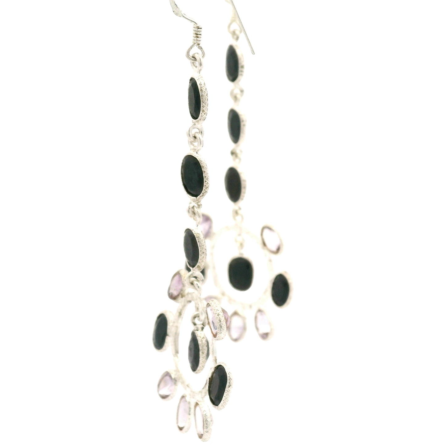 18.50 Ct Amethyst, Sapphire 925 Sterling Silver Earrings