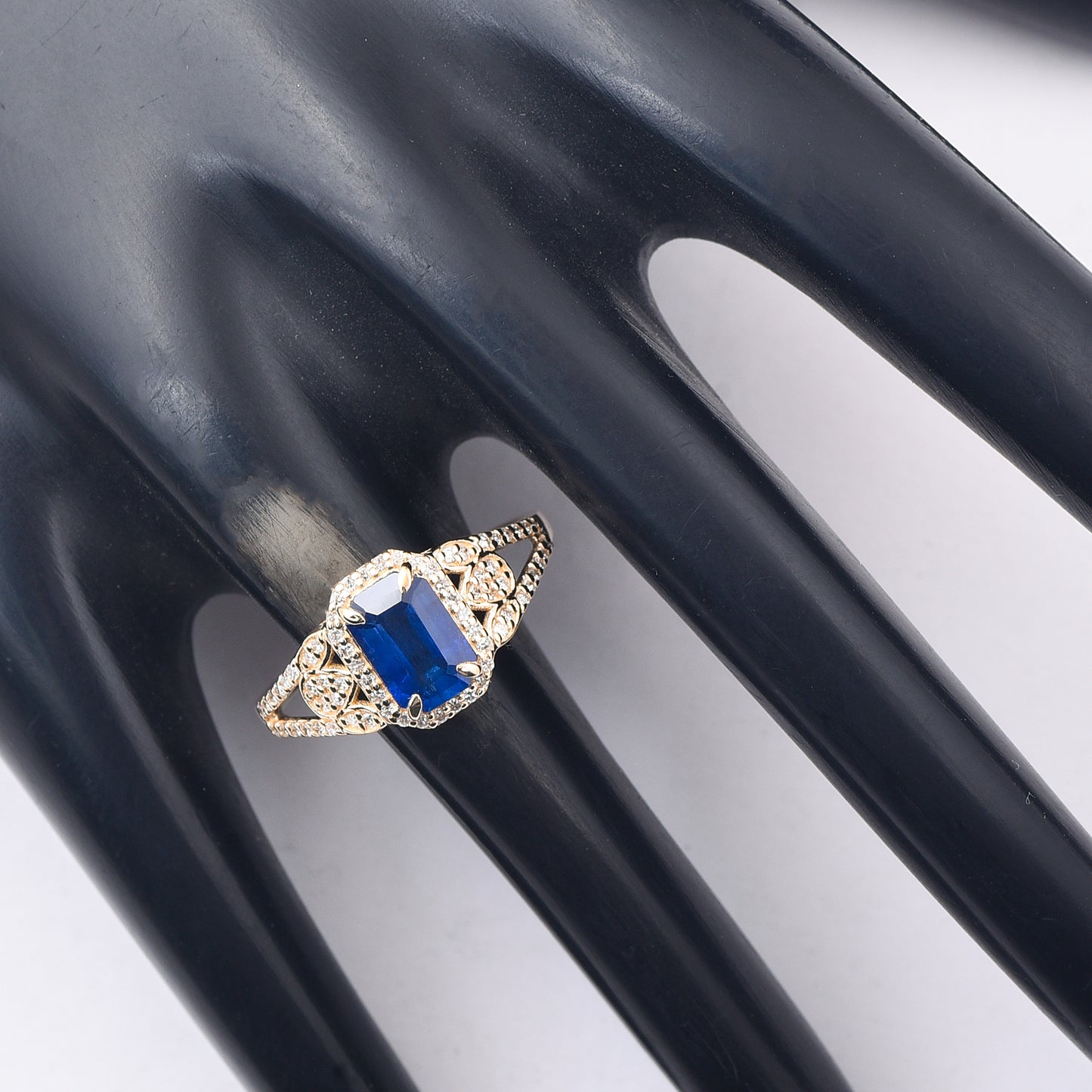 1.54 Ct Octagon Step Cut Natural Sapphire 14K Gold Ring