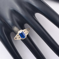 1.54 Ct Octagon Step Cut Natural Sapphire 14K Gold Ring