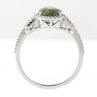 2.62 Ct Oval Mixed Cut Natural Green Sapphire 950 Platinum Ring