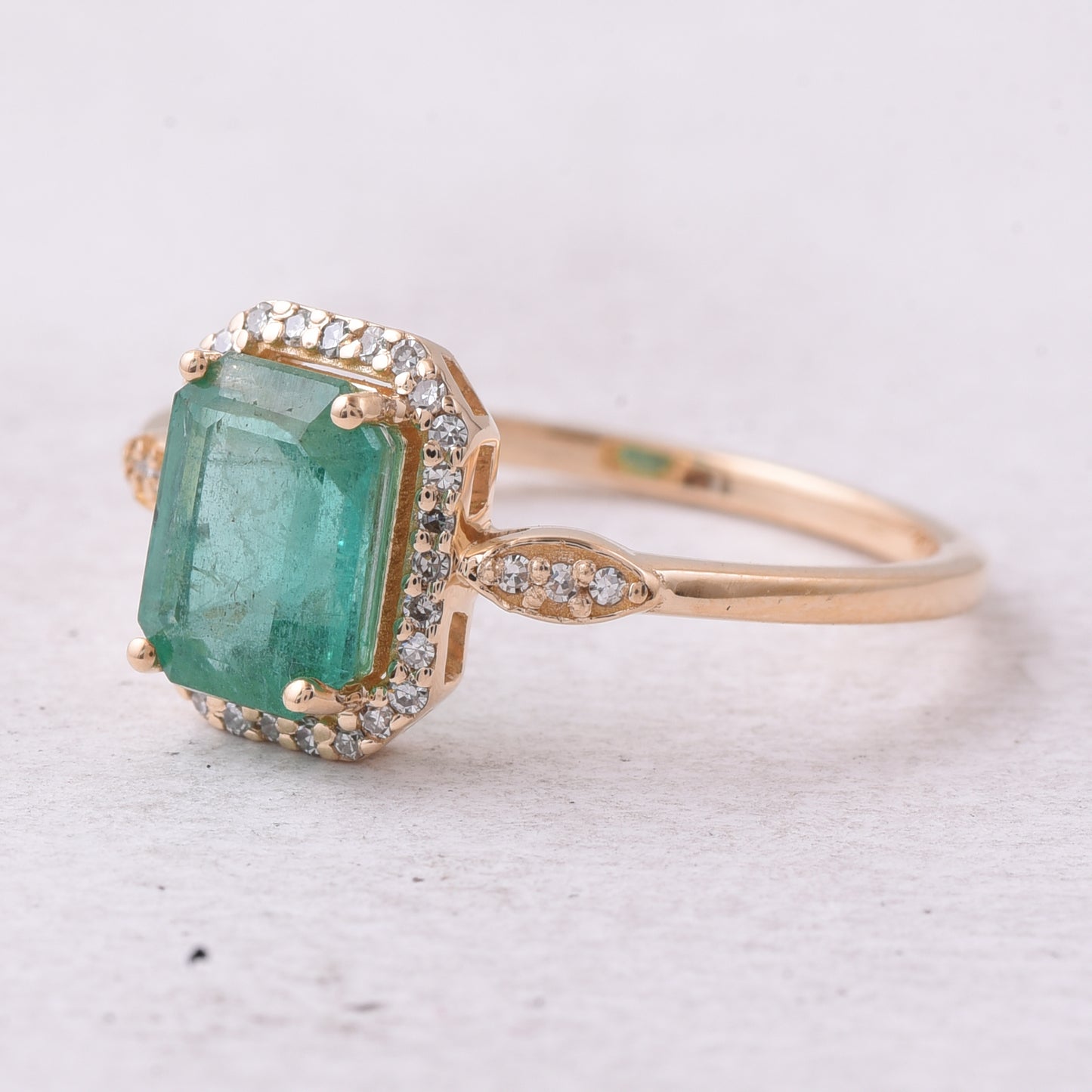 1.46 Ct Octagon Step Cut Natural Emerald 14K Gold Ring