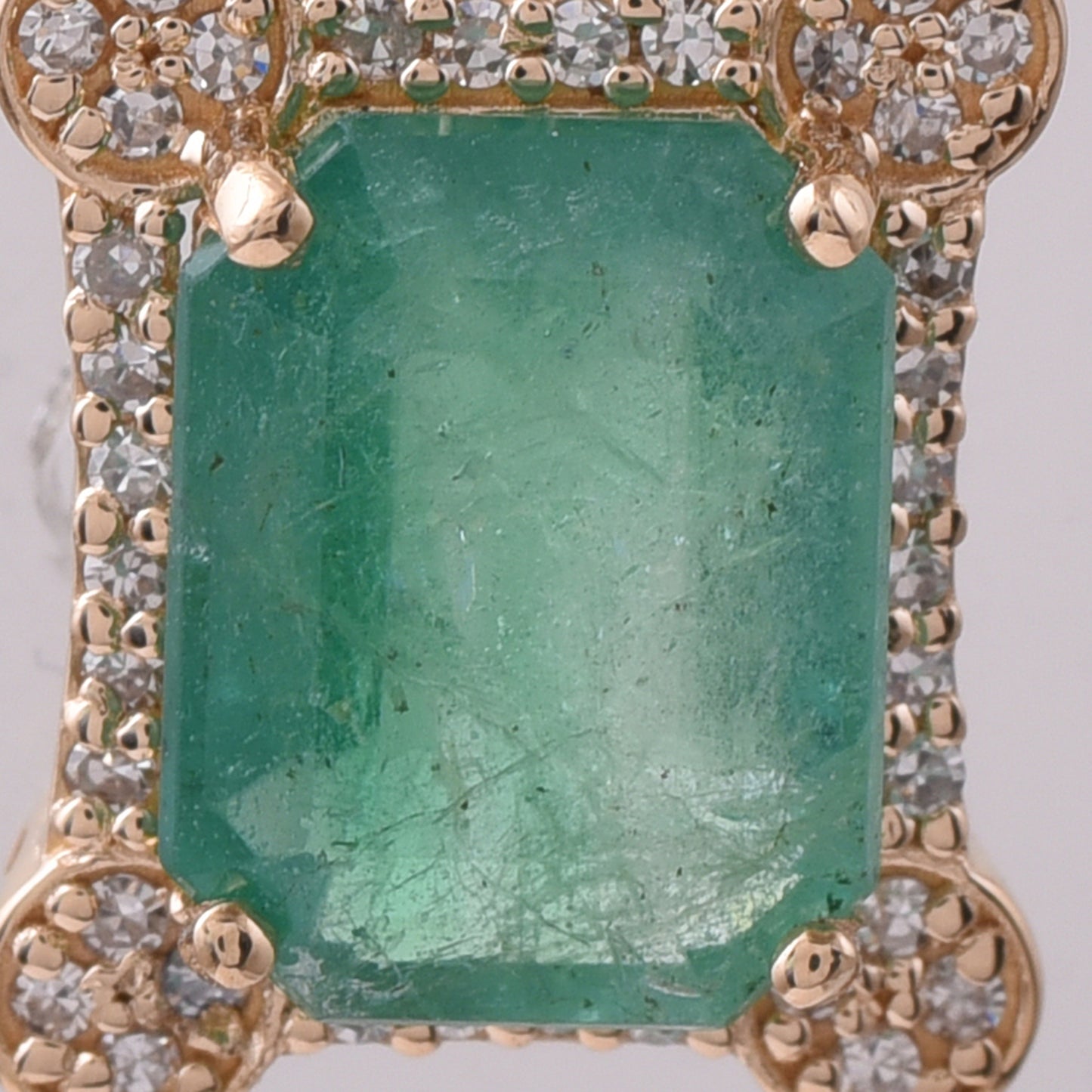2.64 Ct Octagon Step Cut Natural Emerald 14K Gold Pendant