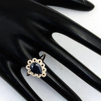 3.38 Ct Pear Mixed Cut Natural Corundum Sapphire 14K Gold Ring