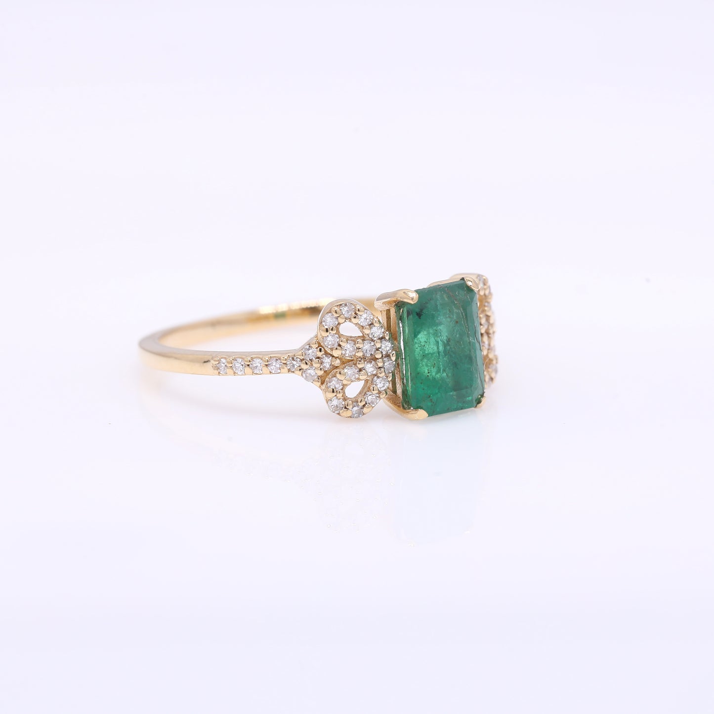 1.15 Ct Octagon Step Cut Natural Emerald 14K Gold Ring