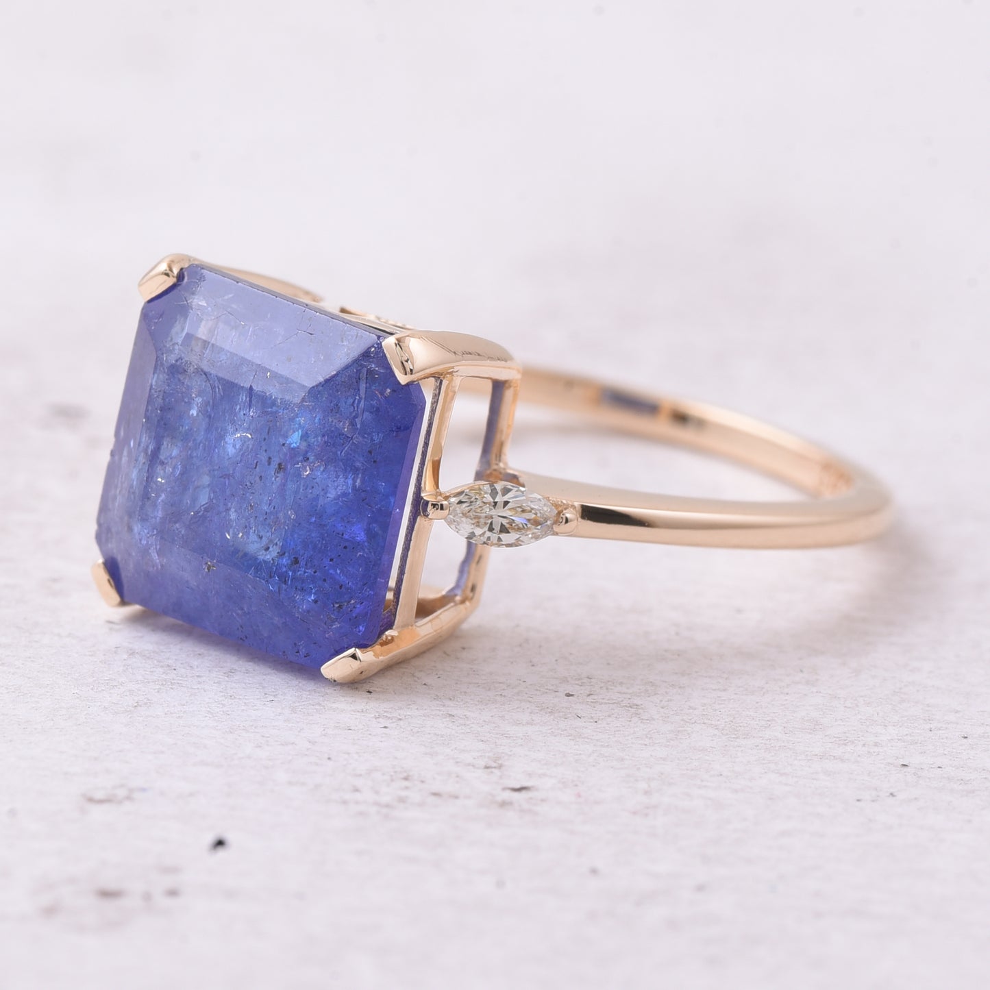5.70 Ct Octagon Step Cut Natural Tanzanite 14K Gold Ring