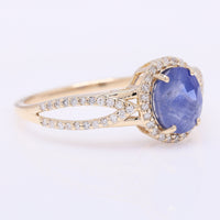 1.86 Ct Oval Mixed Cut Natural Sapphire 14K Gold Ring