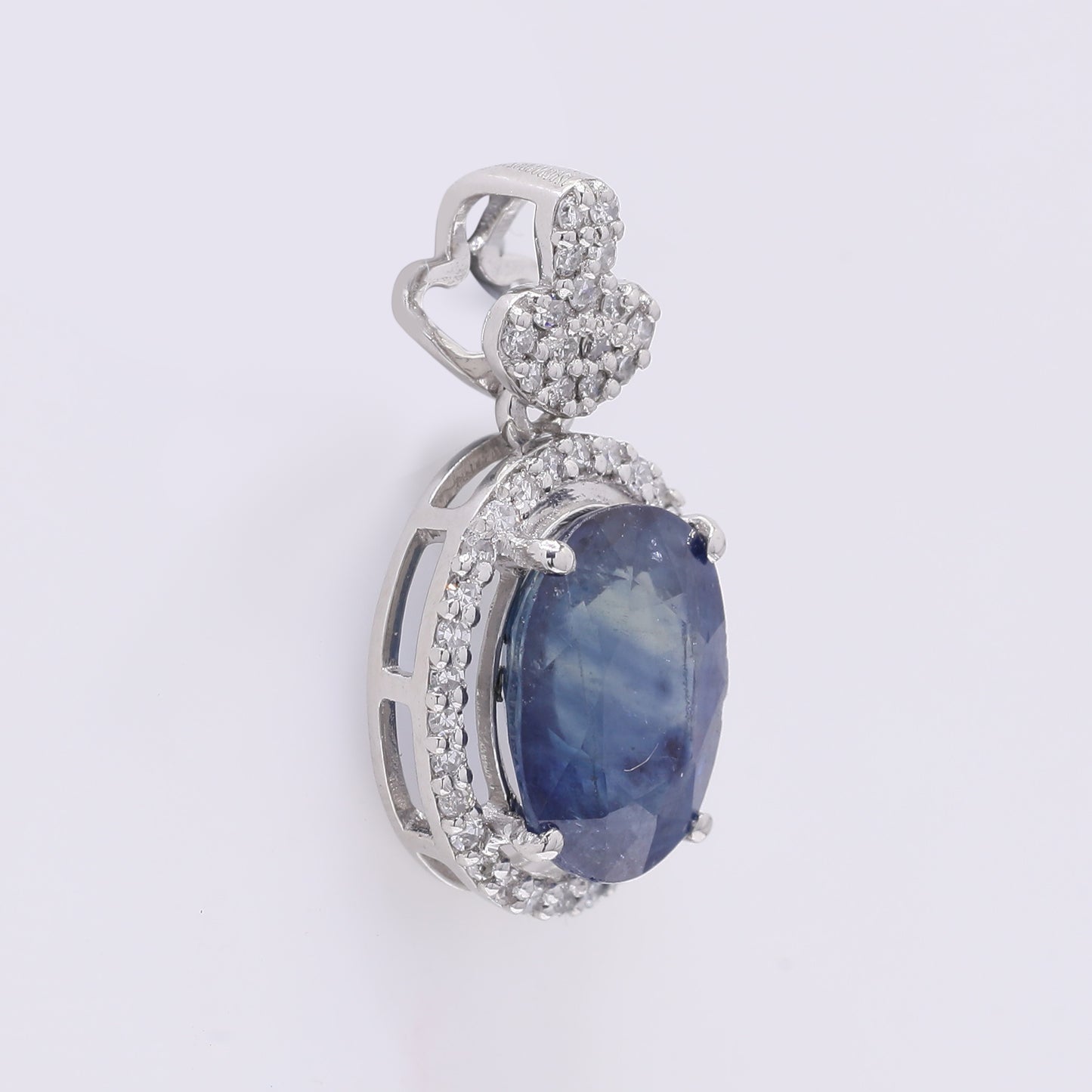 2.57 Ct Oval Mixed Cut Natural Sapphire 950 Platinum Pendant