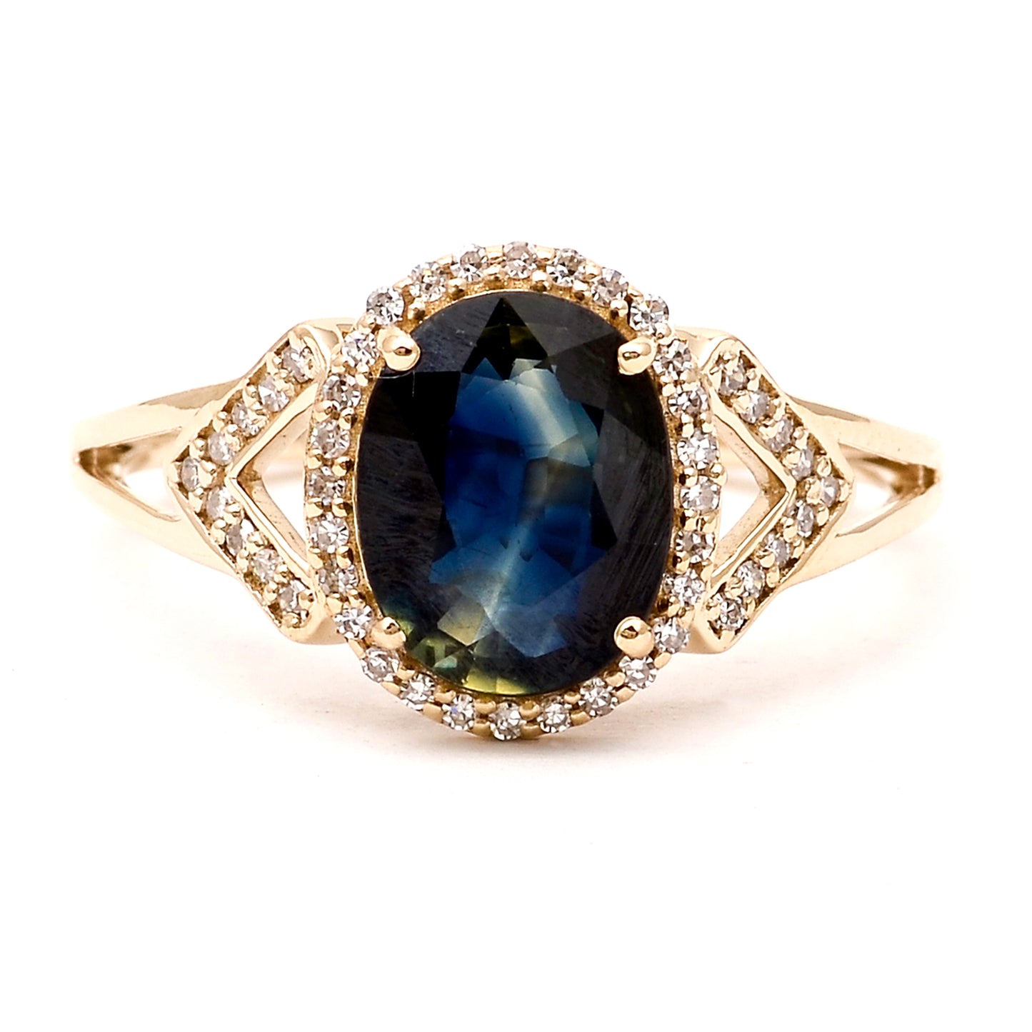 2.11 Ct Oval Natural Sapphire 14K Gold Ring