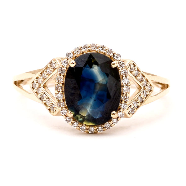 2.11 Ct Oval Natural Sapphire 14K Gold Ring