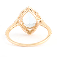 2.35 Ct Oval Mixed Cut Natural Beryl Aquamarine 14K Gold Ring