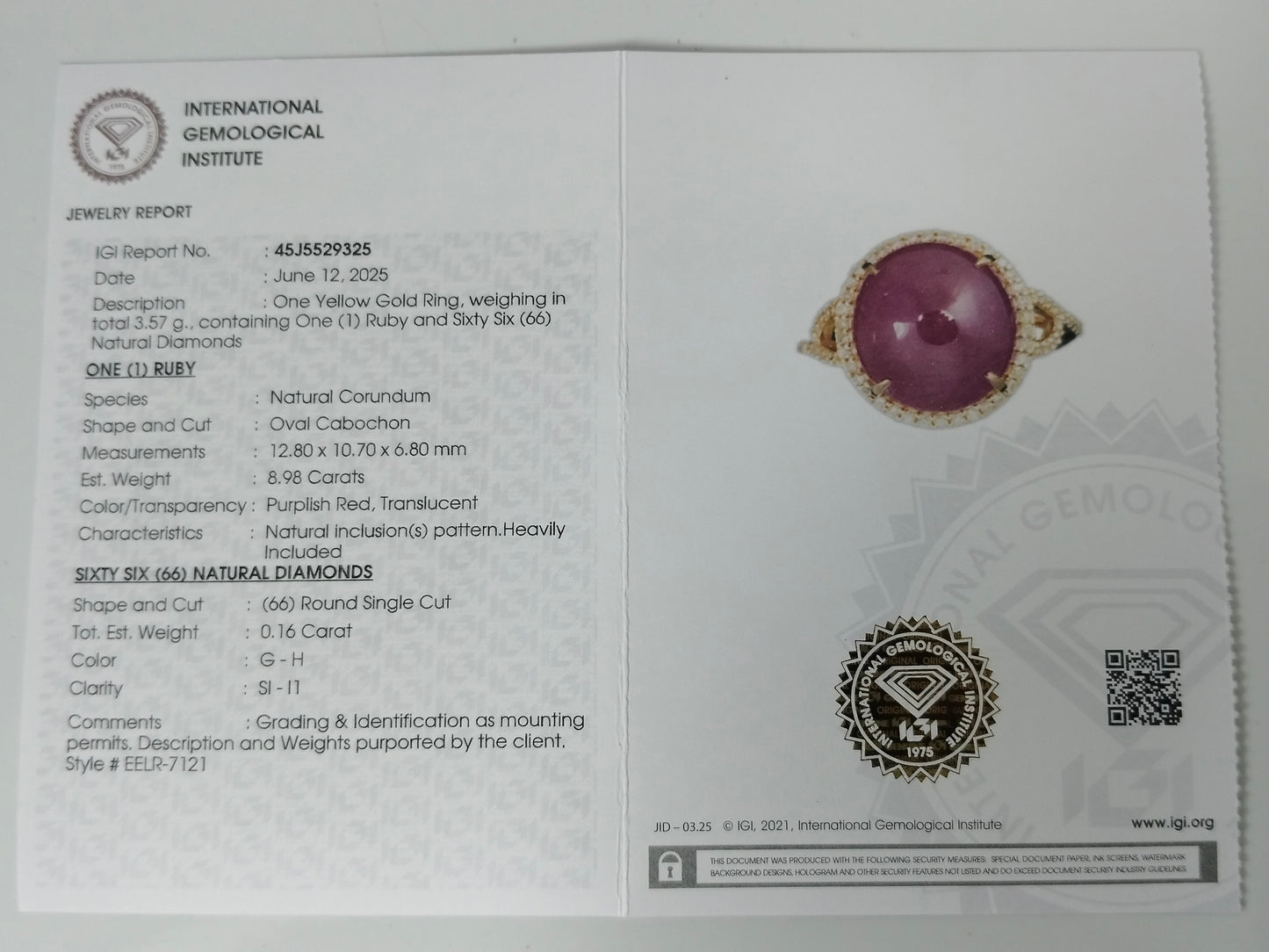 9.14 Ct Oval Cabochon Natural Corundum Ruby 14K Gold Ring