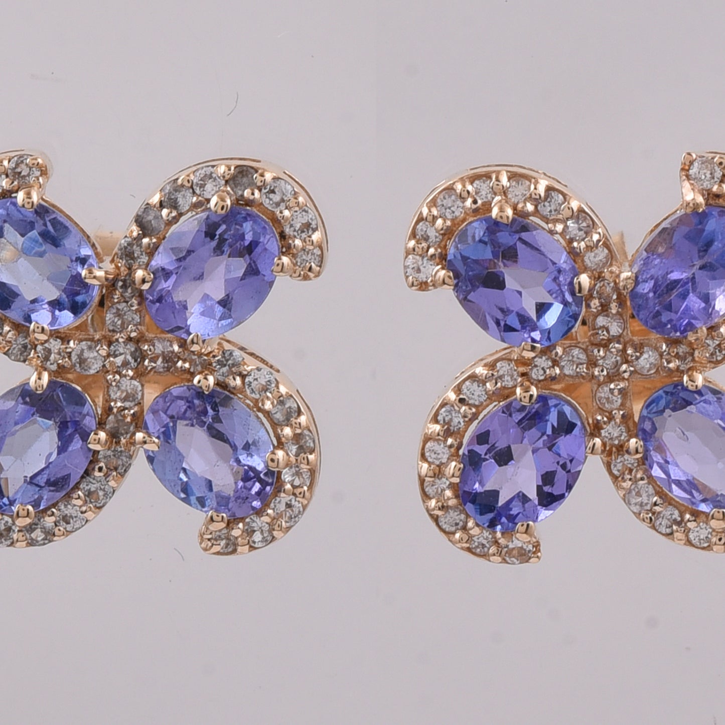 1.79 Ct Oval Natural Tanzanite 14K Gold Earrings