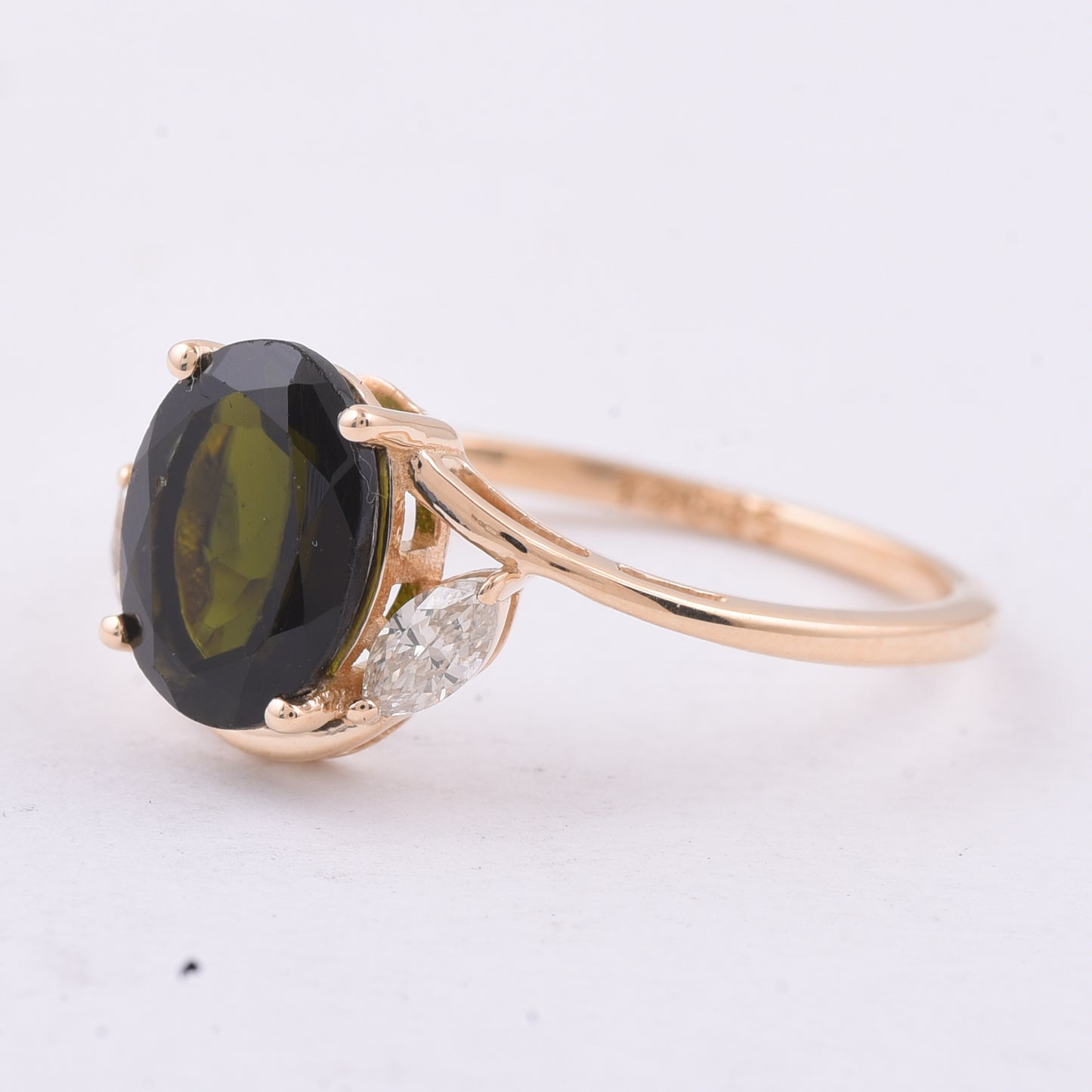 1.89 Ct Oval Natural Green Tourmaline 14K Gold Ring