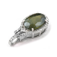 3.04 Ct Oval Mixed Cut Natural Green Sapphire 950 Platinum Pendant