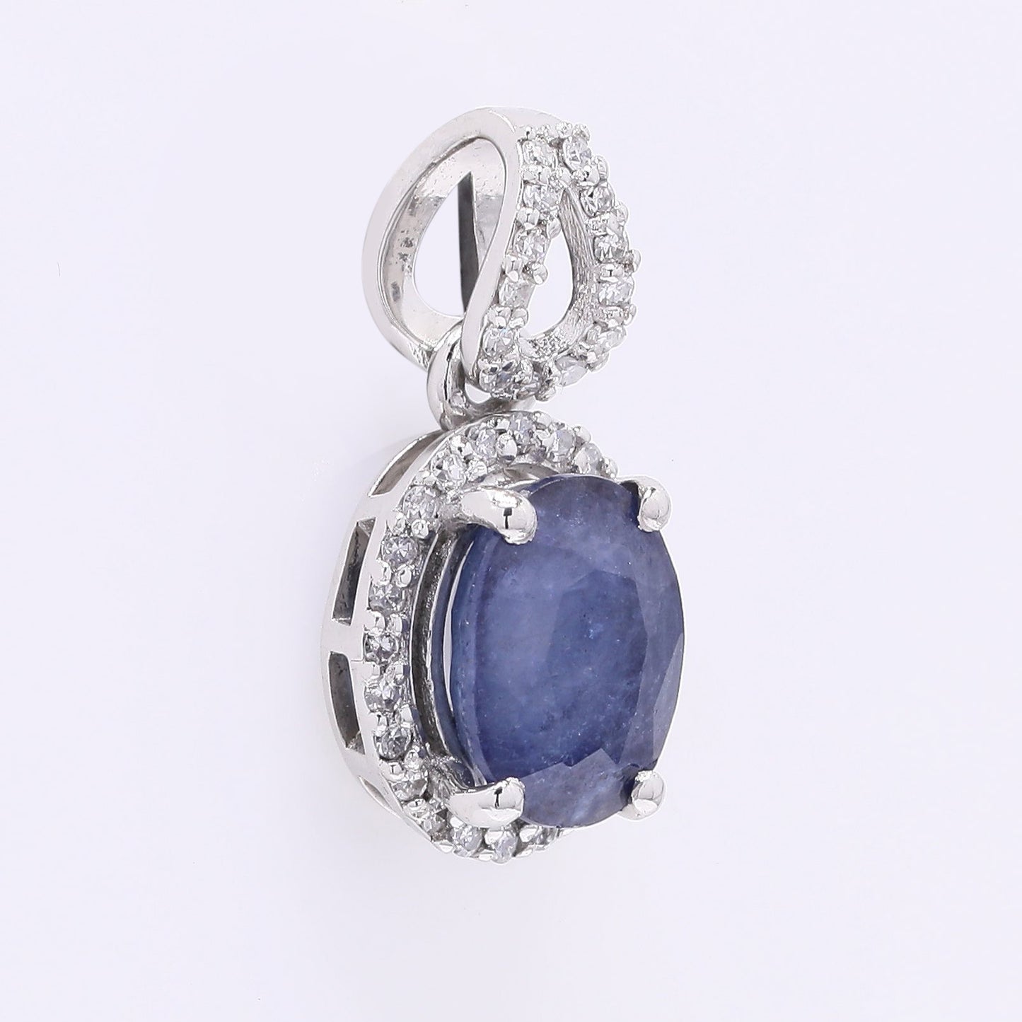 1.77 Ct Oval Mixed Cut Natural Sapphire 950 Platinum Pendant