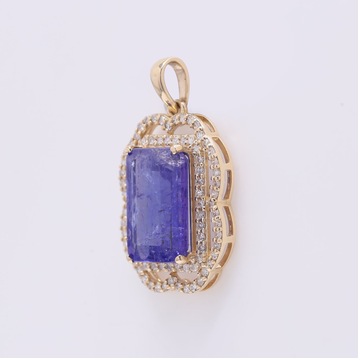 3.94 Ct Octagon Step Cut Natural Tanzanite 14K Gold Pendant