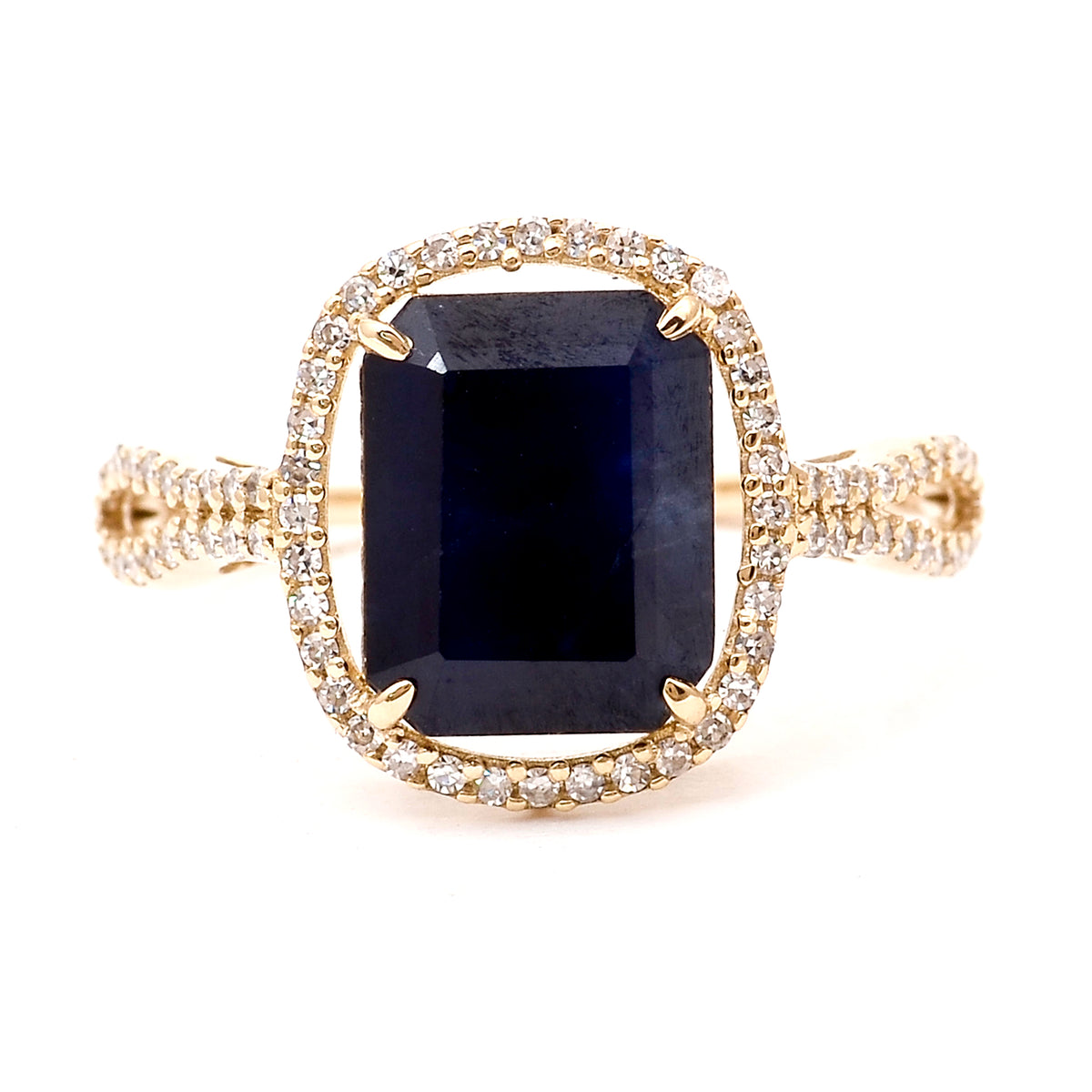 3.32 Ct Octagon Natural Sapphire 14K Gold Ring