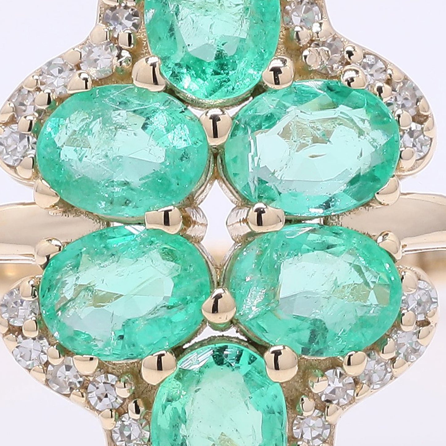 0.98 Ct Oval Mixed Cut Natural Emerald 14K Gold Ring
