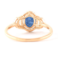 1.60 Ct Oval Mixed Cut Natural Sapphire 14K Gold Ring