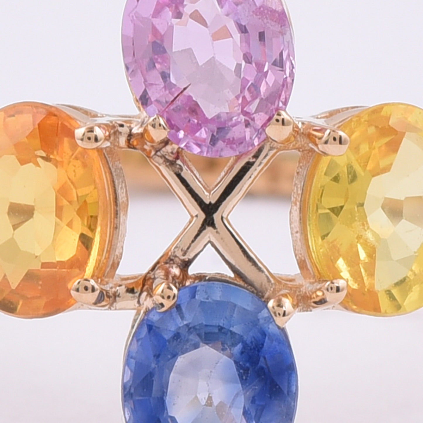 2.16 Ct Oval Natural Multi-Coloured Sapphire 14K Gold Ring
