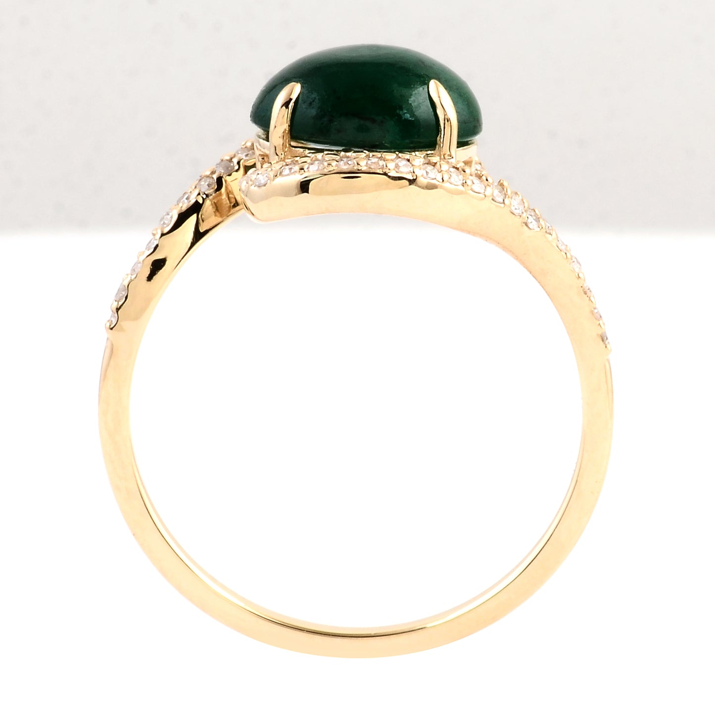 1.95 Ct Oval Cabochon Natural Beryl Emerald 14K Gold Ring