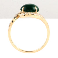 1.95 Ct Oval Cabochon Natural Beryl Emerald 14K Gold Ring