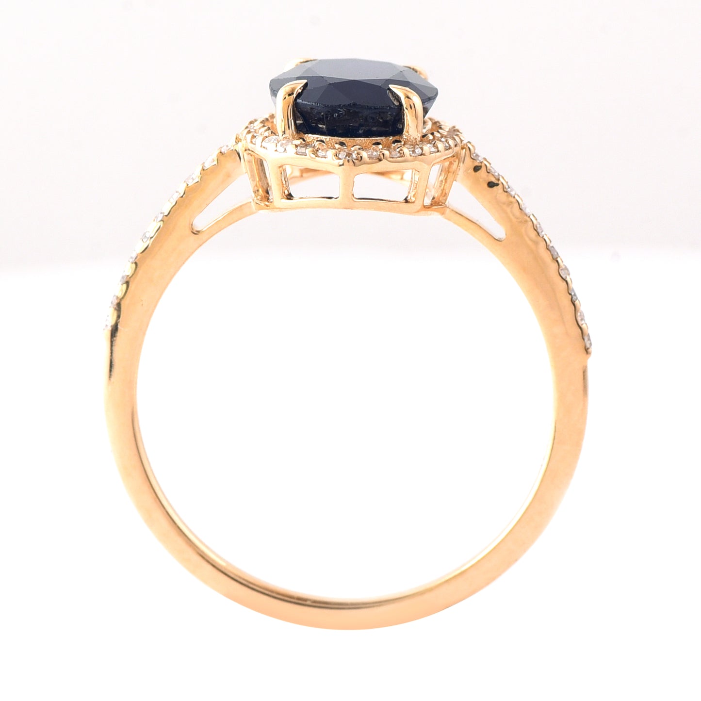 2.58 Ct Oval Mixed Cut Natural Sapphire 14K Gold Ring