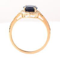 2.58 Ct Oval Mixed Cut Natural Sapphire 14K Gold Ring
