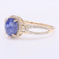 1.86 Ct Oval Mixed Cut Natural Sapphire 14K Gold Ring