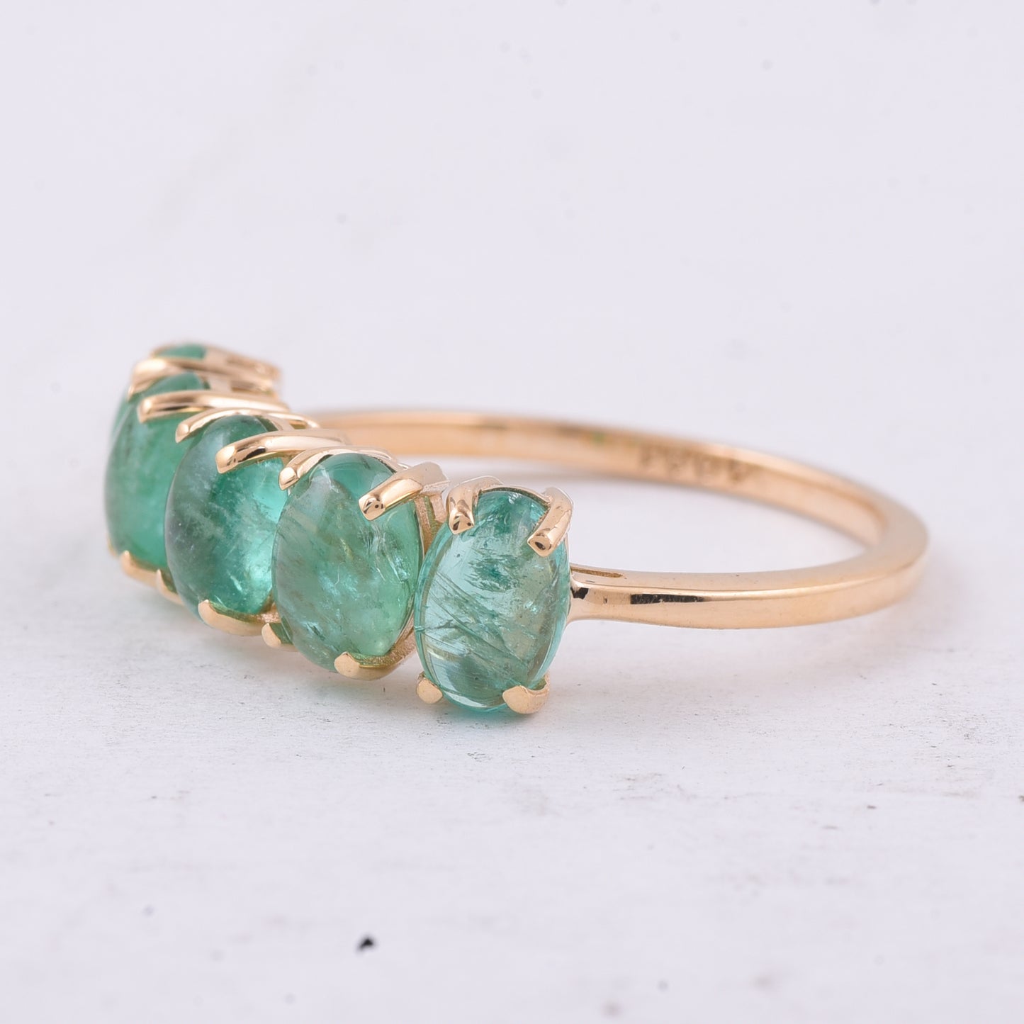 2.57 Ct Oval Cabochon Cut Natural Emerald 14K Gold Ring