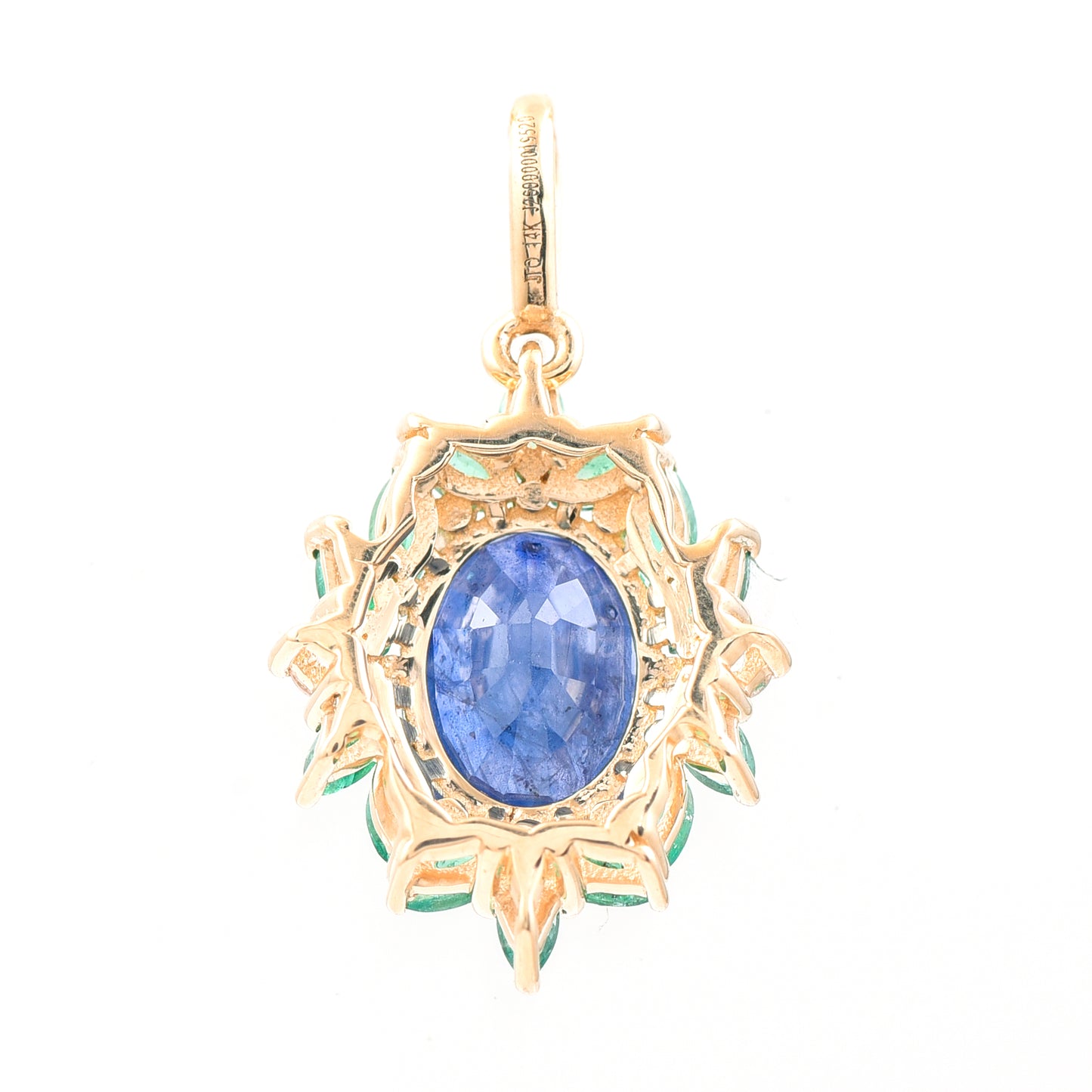 2.51 Ct Oval Mixed Cut Natural Sapphire 14K Gold Pendant