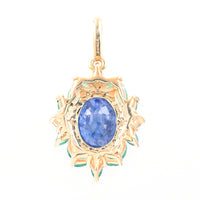 2.51 Ct Oval Mixed Cut Natural Sapphire 14K Gold Pendant