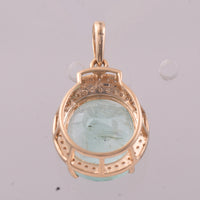 4.79 Ct Oval Mixed Cut Natural Beryl 14K Gold Pendant