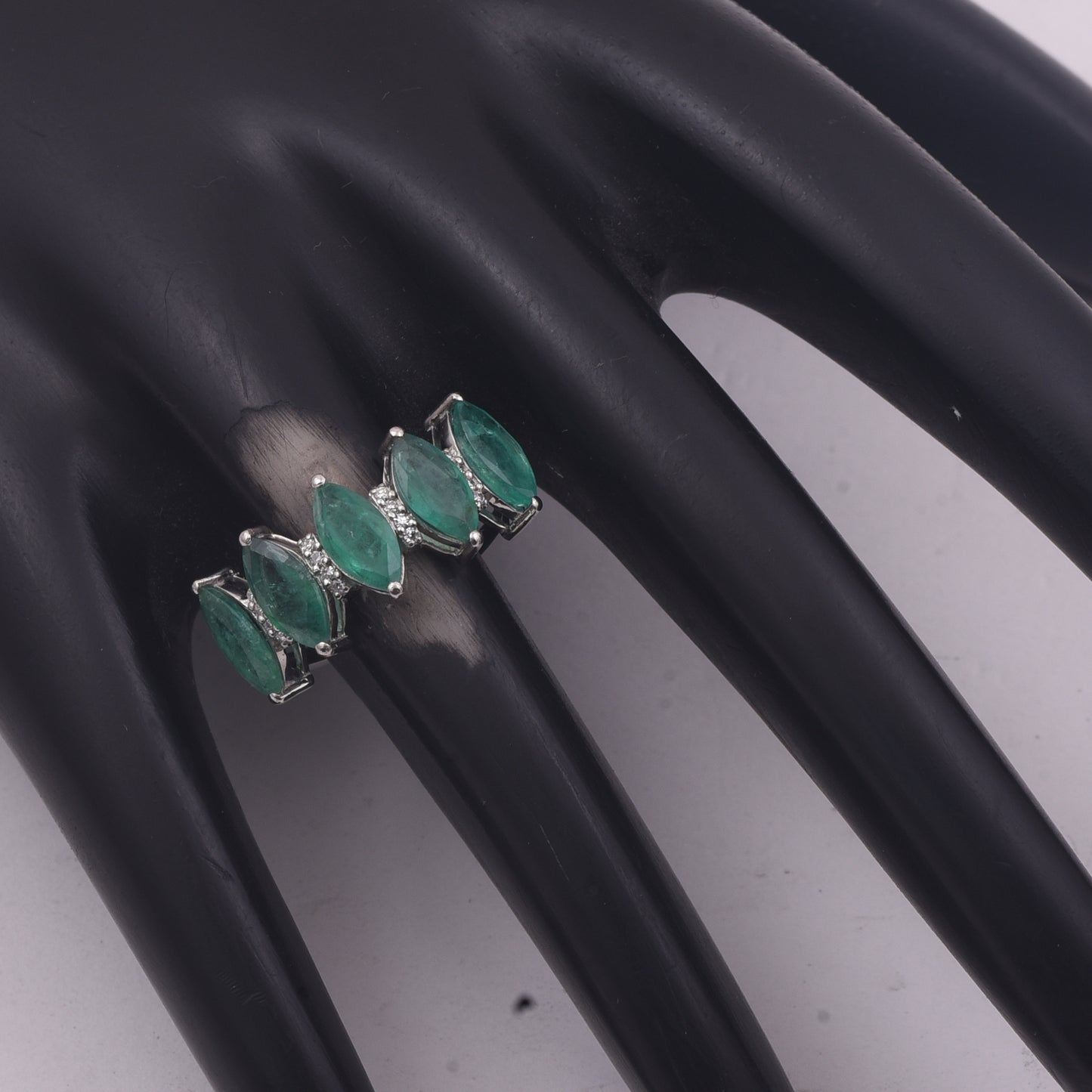 2.17 Ct Marquise Mixed Cut Natural Emerald 950 Platinum Ring