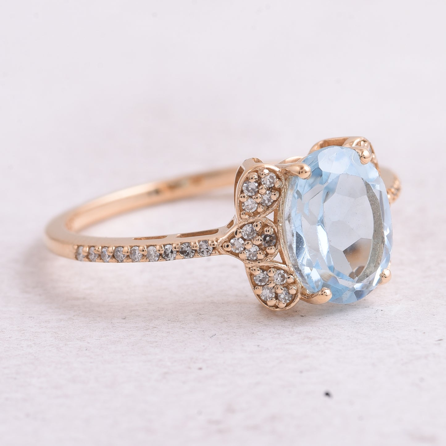 2.41 Ct Oval Mixed Cut Natural Topaz 14K Gold Ring