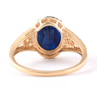 4.01 Ct Oval Mixed Cut Natural Sapphire 14K Gold Ring