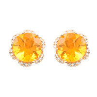 1.90 Ct Round Mixed Cut Natural Fire Opal 14K Gold Earrings