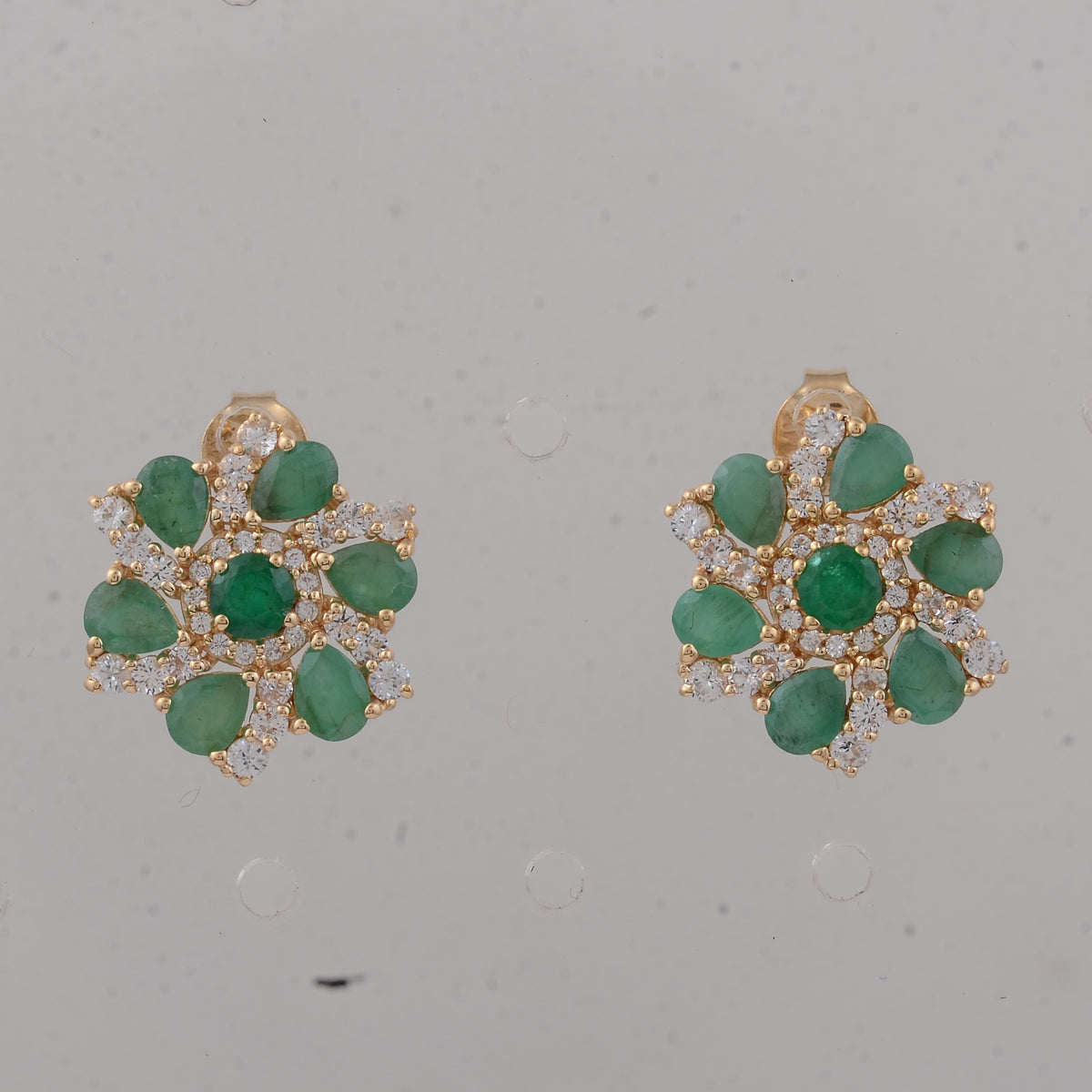 2.71 Ct Round Emerald 14K Gold Earrings