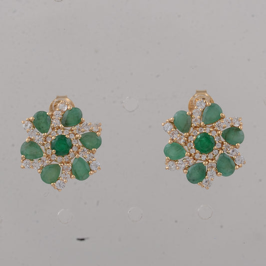 2.71 Ct Round Emerald 14K Gold Earrings