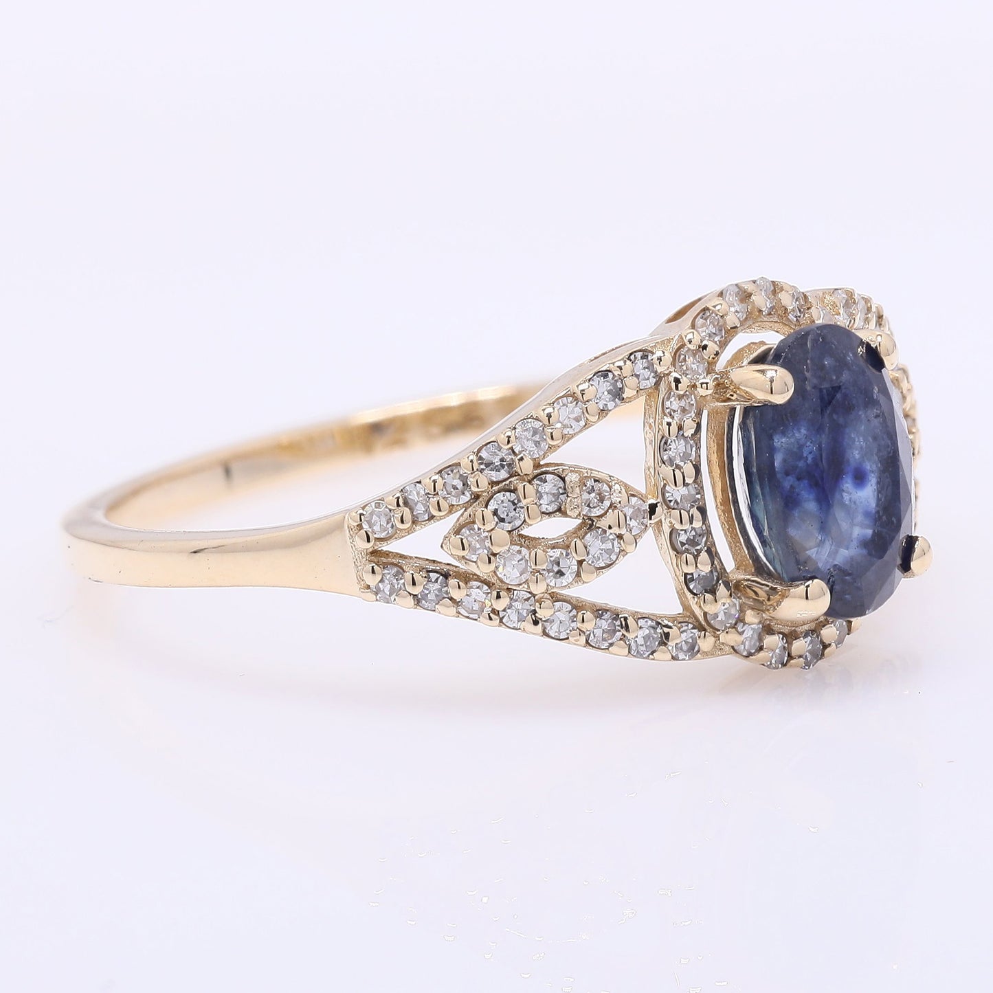 1.41 Ct Oval Mixed Cut Natural Sapphire 14K Gold Ring