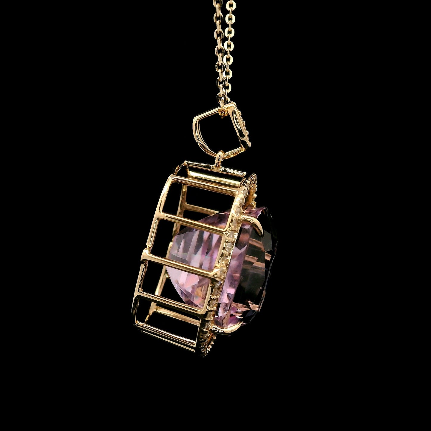 10.06 Ct Cushion Kunzite 14K Gold Pendant
