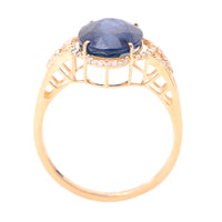 4.81 Ct Oval Mixed Cut Natural Sapphire 14K Gold Ring