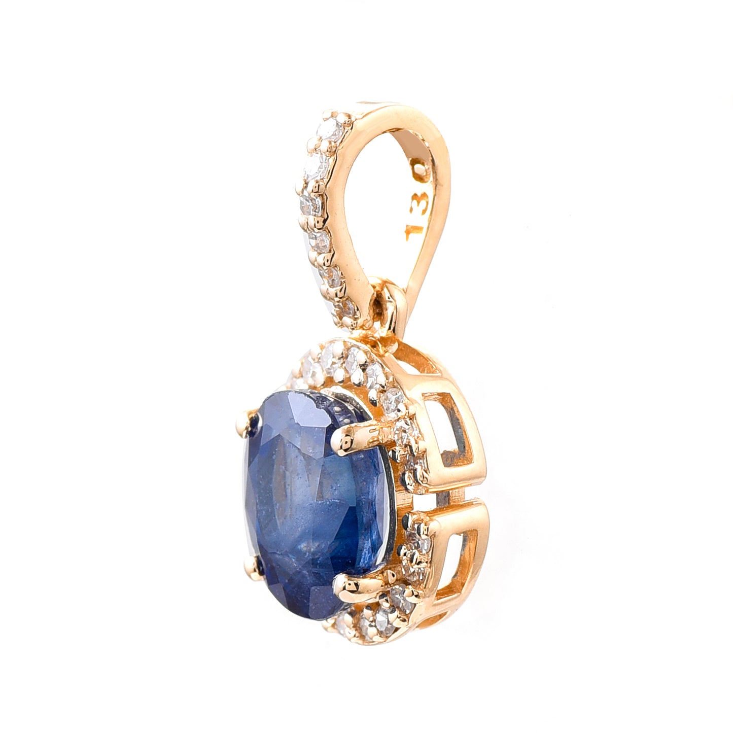 1.16 Ct Oval Mixed Cut Natural Sapphire 14K Gold Pendant