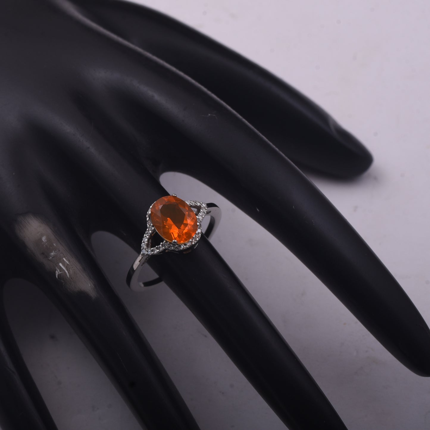 1.30 Ct Oval Mixed Cut Natural Fire Opal 950 Platinum Ring