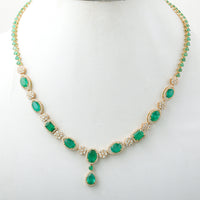 21.53 Ct Natural Emerald 14K Gold Necklace