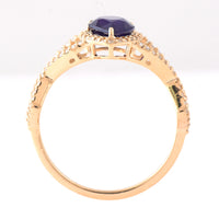 1.71 Ct Pear Mixed Cut Natural Purple Sapphire 14K Gold Ring