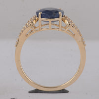 2.92 Ct Round Sapphire 9K Gold Ring