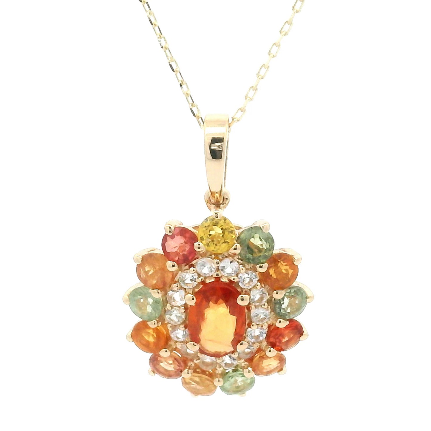 2.24 Ct Multi Sapphire 14K Gold Pendant