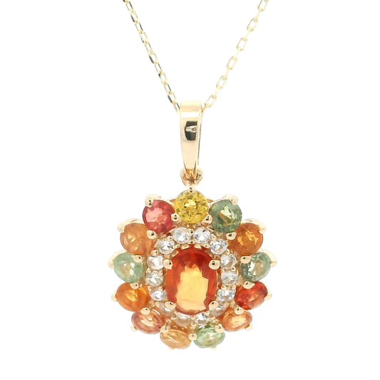 2.24 Ct Multi Sapphire 14K Gold Pendant