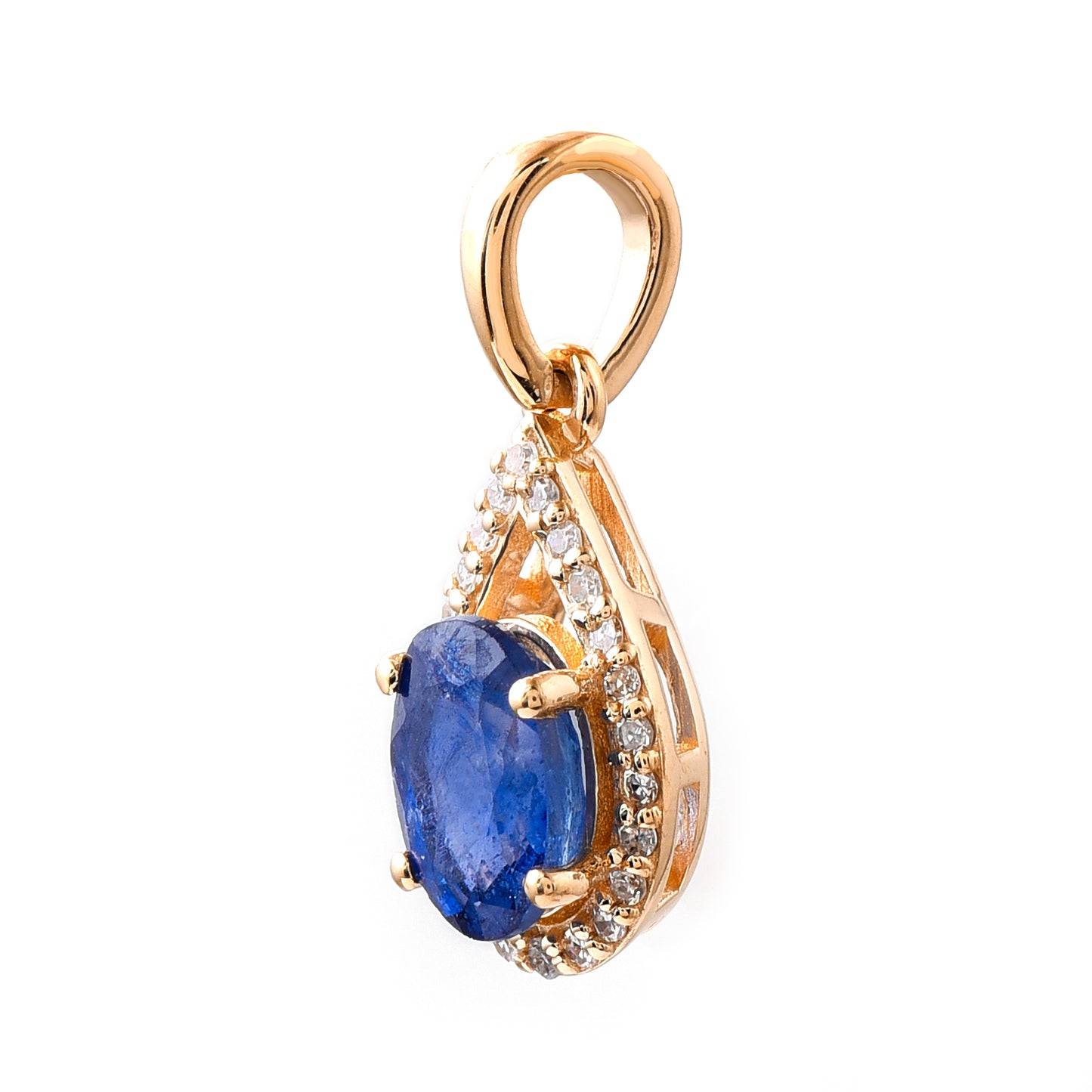 1.11 Ct Oval Mixed Cut Natural Sapphire 14K Gold Pendant